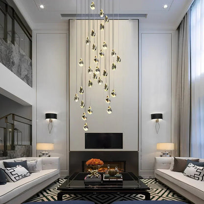 Angle Faceted Crystal Multi-Lights Cascade Chandelier