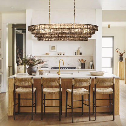 Ghiaccio Rippled Glass Oval Chandelier